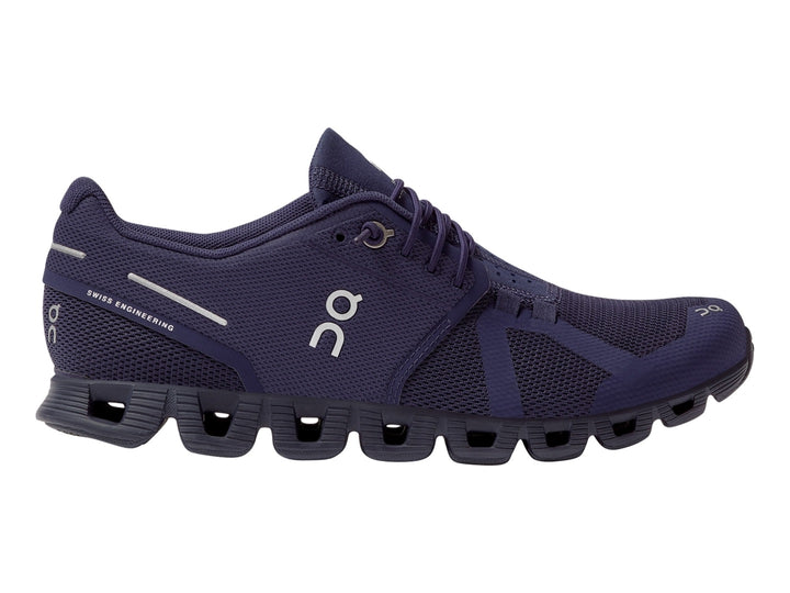 Tenis deportivos On Cloud color morado acai con suela amortiguada y tejido de malla.