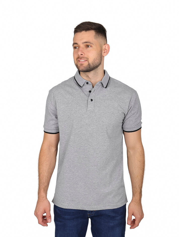 Playera Polo Vertical Eagle Gris