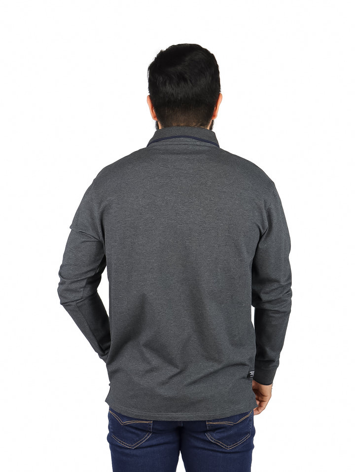 Playera Polo Manga Larga Vertical Eagle Charcoal para Hombre