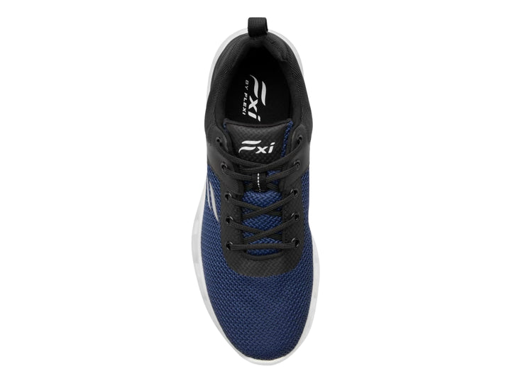 Tenis deportivos Flexi en color azul y negro con suela blanca gruesa y textura de malla.