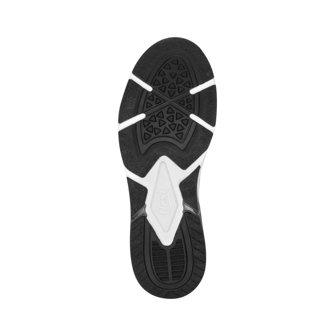 Tenis Flexi color vino con detalles en gris y suela blanca.