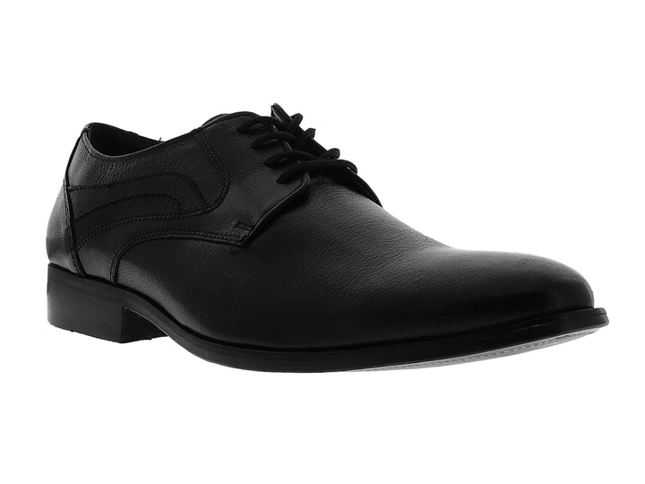 Zapato formal de cuero negro para hombre, estilo Oxford con cordones y acabado liso.