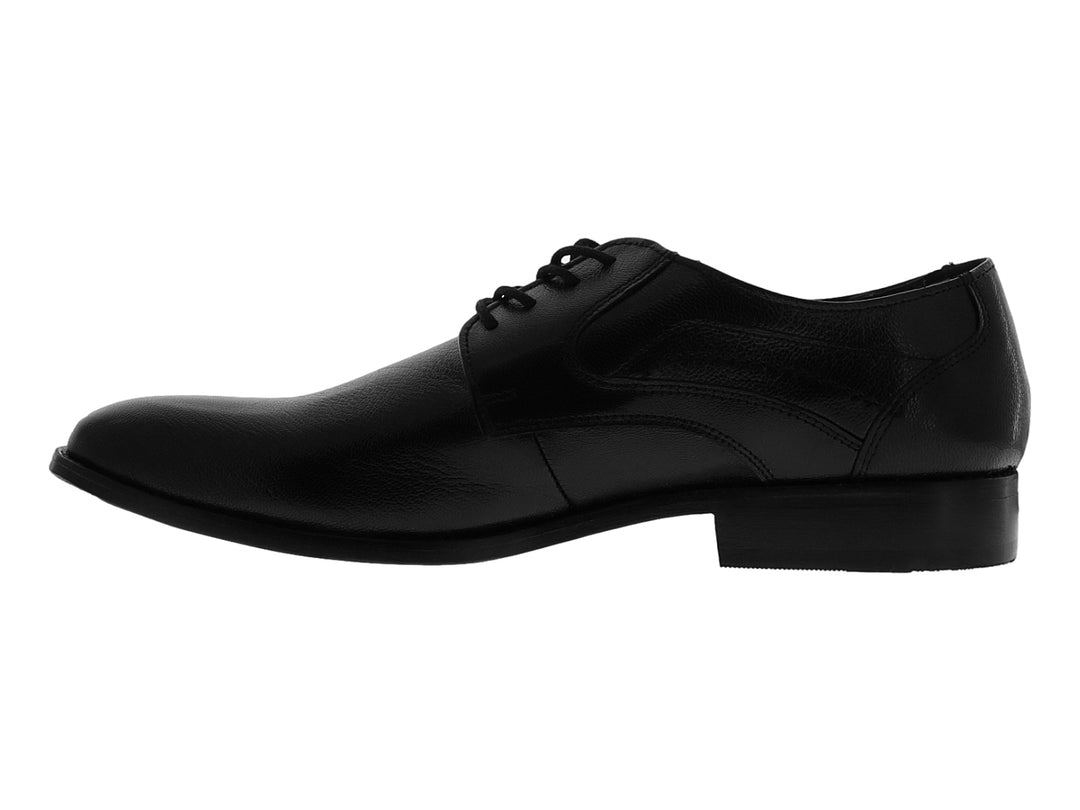 Zapato formal de cuero negro para hombre, estilo Oxford con cordones y acabado liso.