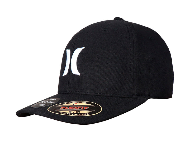Gorra negra Hurley con logotipo blanco en el frente y visera curva.