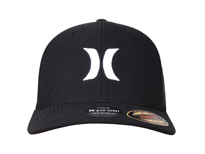 Gorra negra Hurley con logotipo blanco en el frente y visera curva.