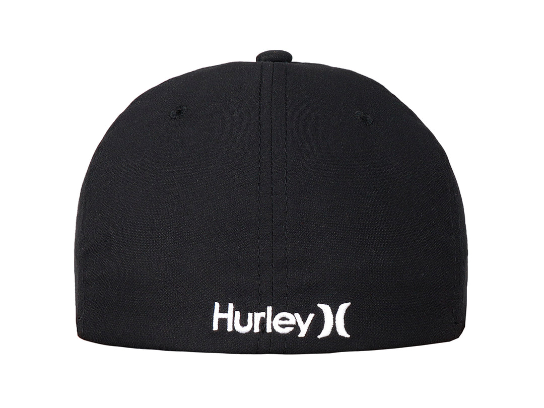 Gorra negra Hurley con logotipo blanco en el frente y visera curva.