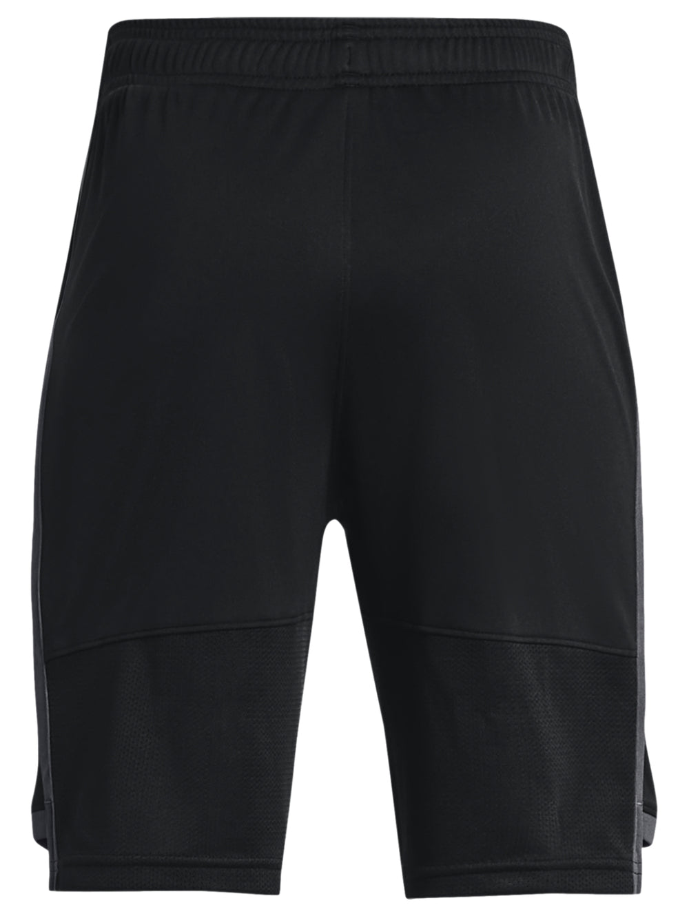 Pantalones cortos deportivos Under Armour color negro con detalles en gris y cintura elástica.