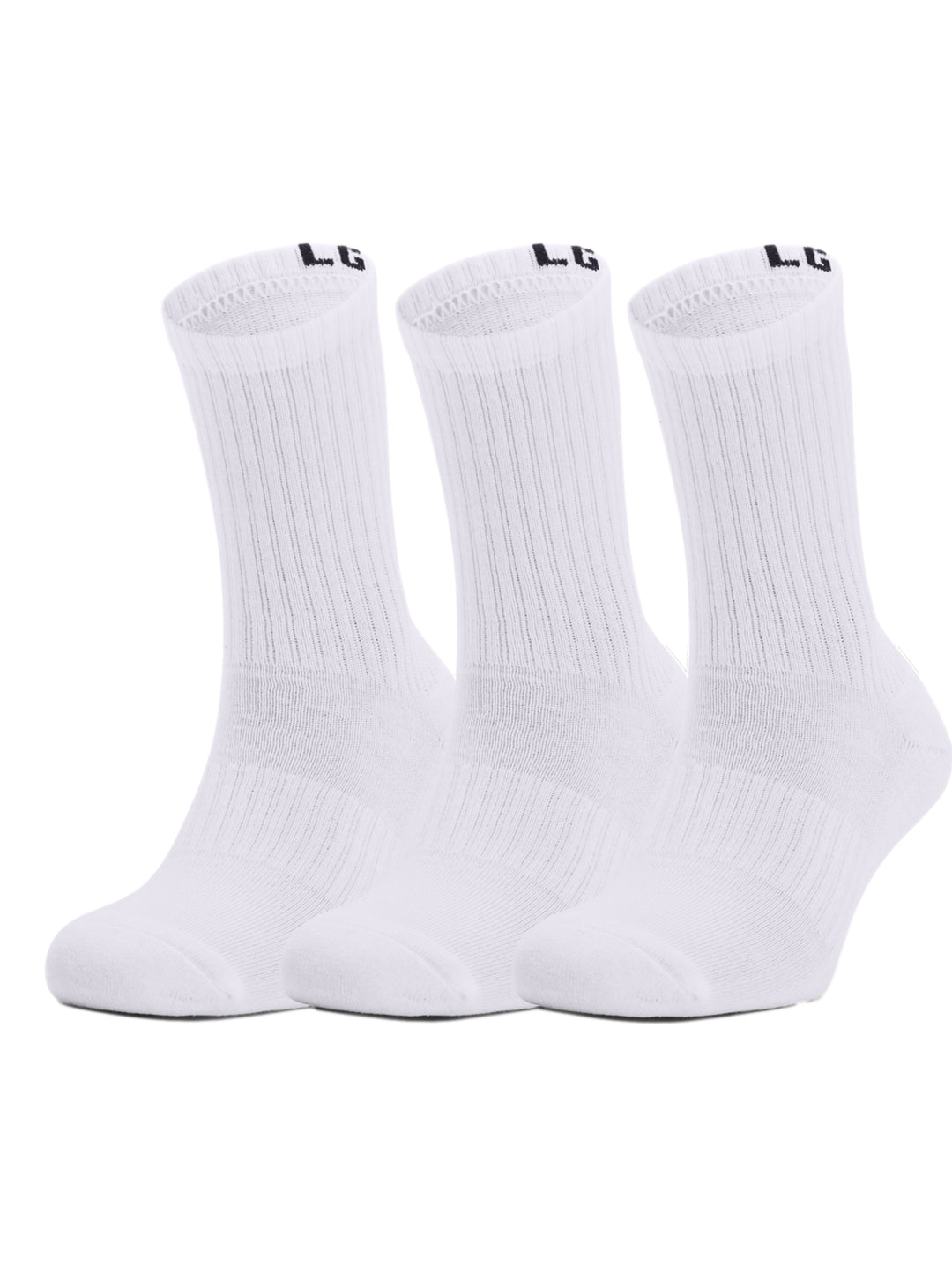 Set de tres calcetines blancos Under Armour Core Crew.