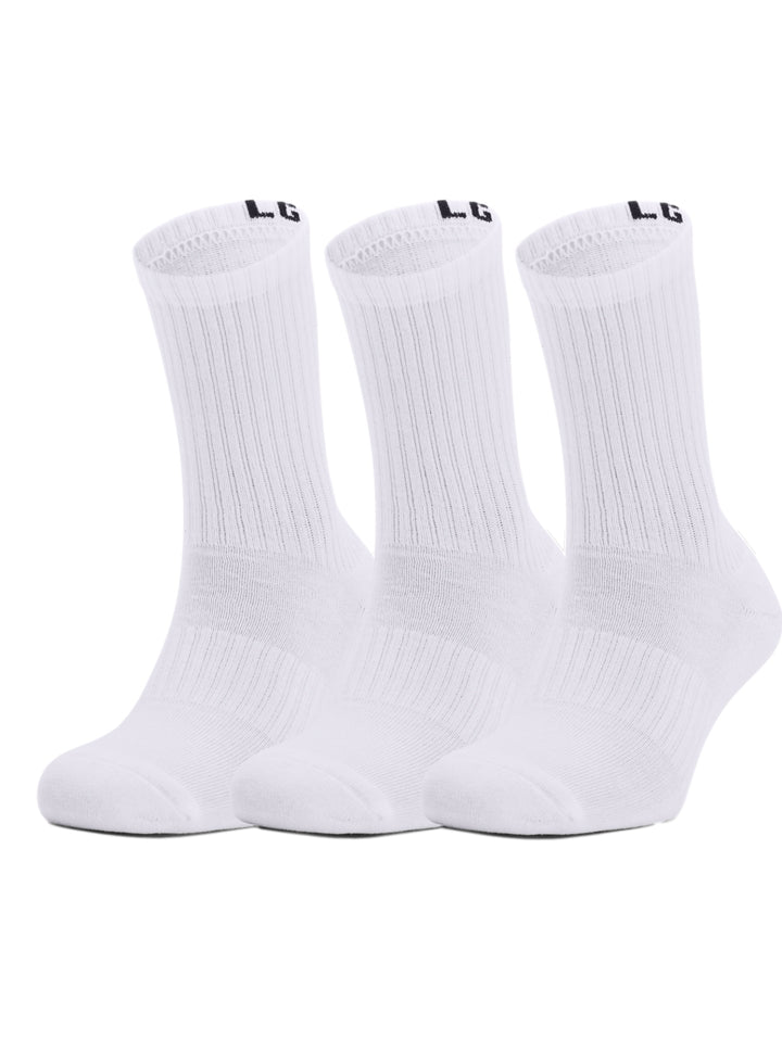 Set de tres calcetines blancos Under Armour Core Crew.