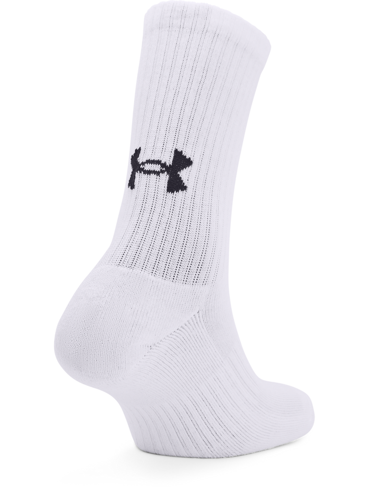 Set de tres calcetines blancos Under Armour Core Crew.