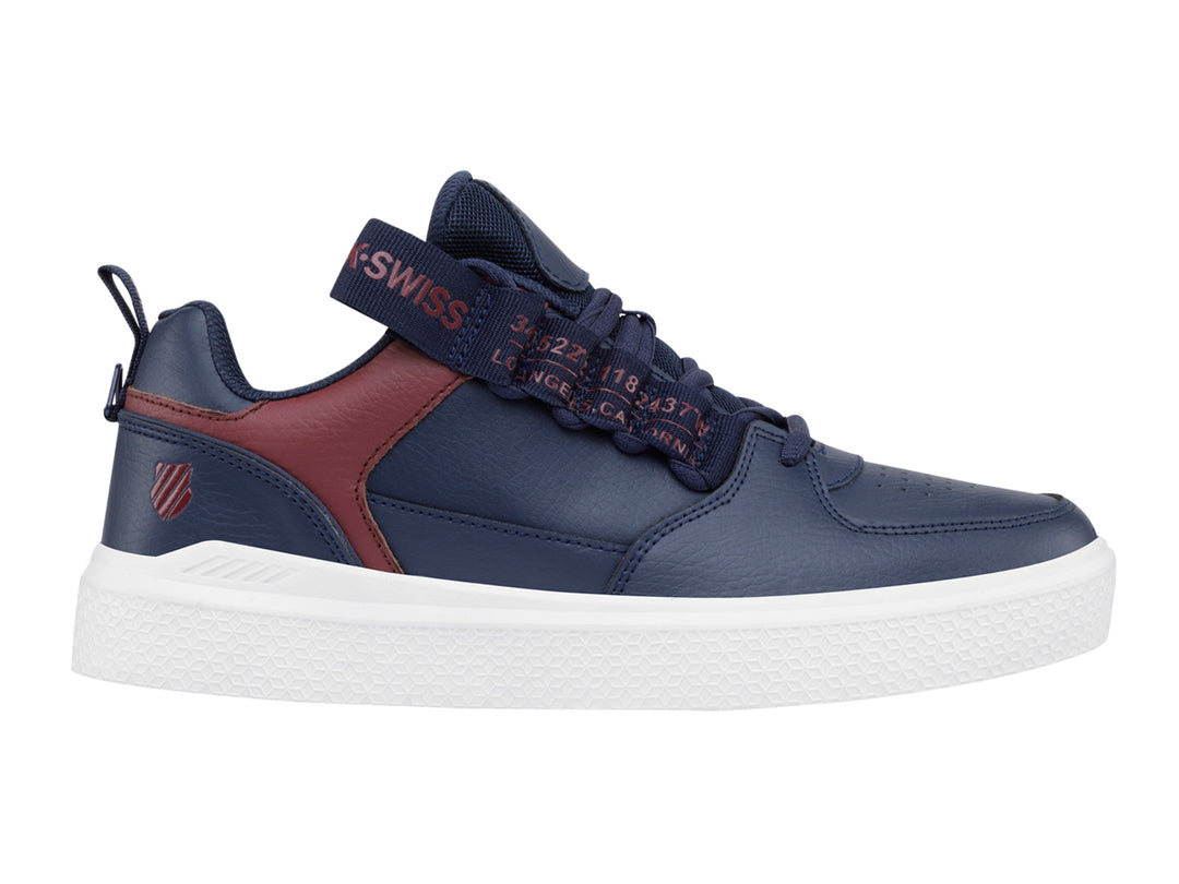 Tenis K-Swiss Roof color azul marino con detalles en vino y suela blanca.