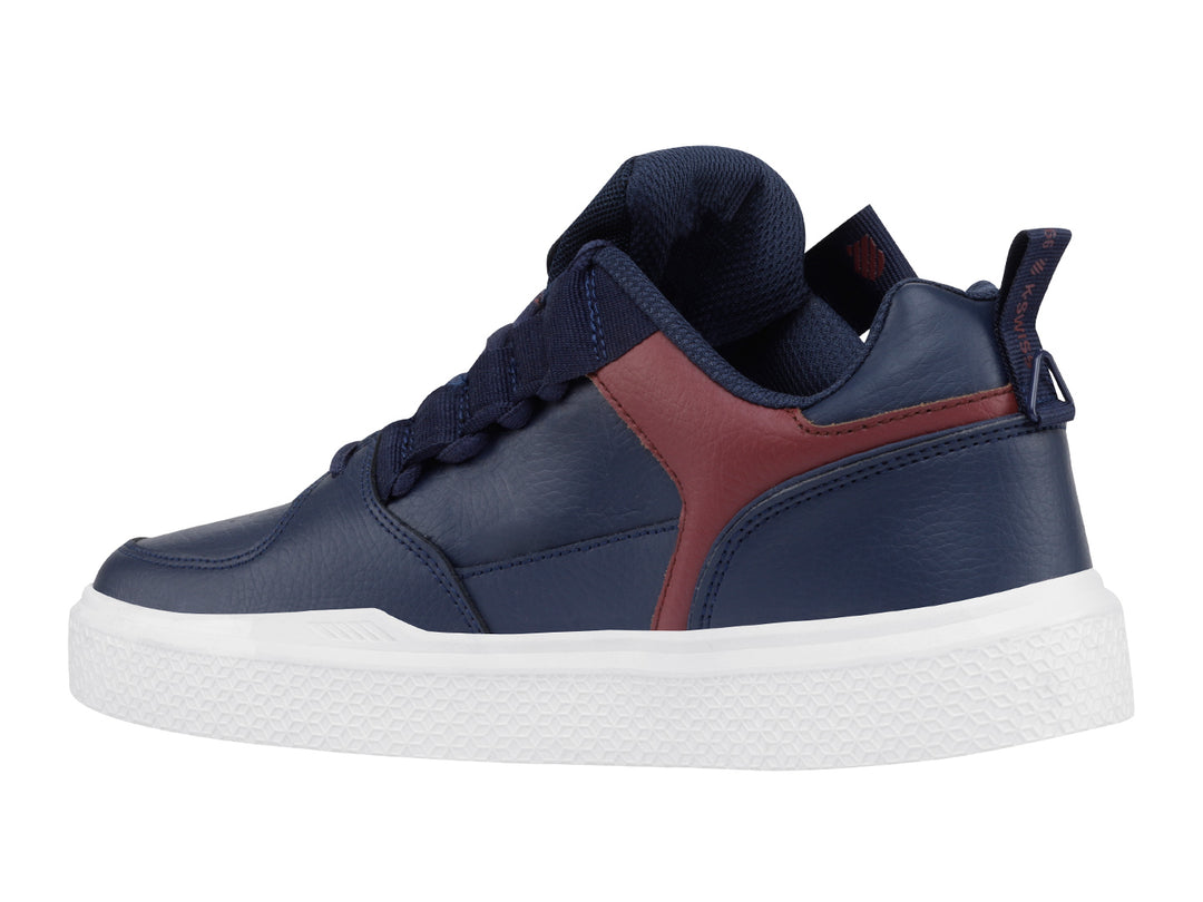Tenis K-Swiss Roof color azul marino con detalles en vino y suela blanca.