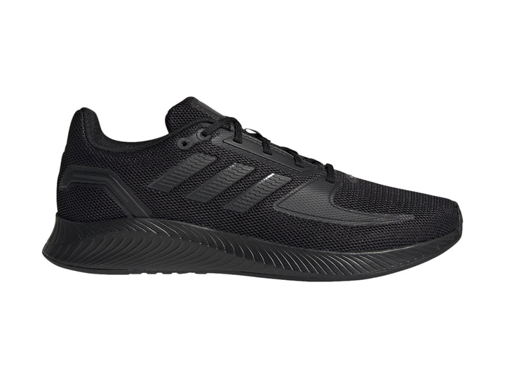 Tenis deportivos Adidas Runfalcon 2.0 en color negro con suela a juego.