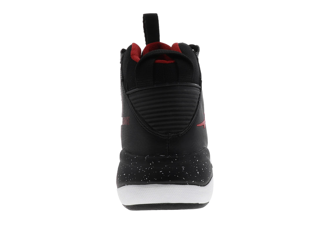 Tenis de baloncesto Pontiac AXL en colores blanco y negro con detalles en rojo, diseño de bota alta.