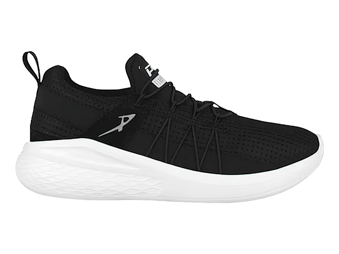Tenis deportivos PONTIAC AXL color negro con suela blanca y tejido transpirable.