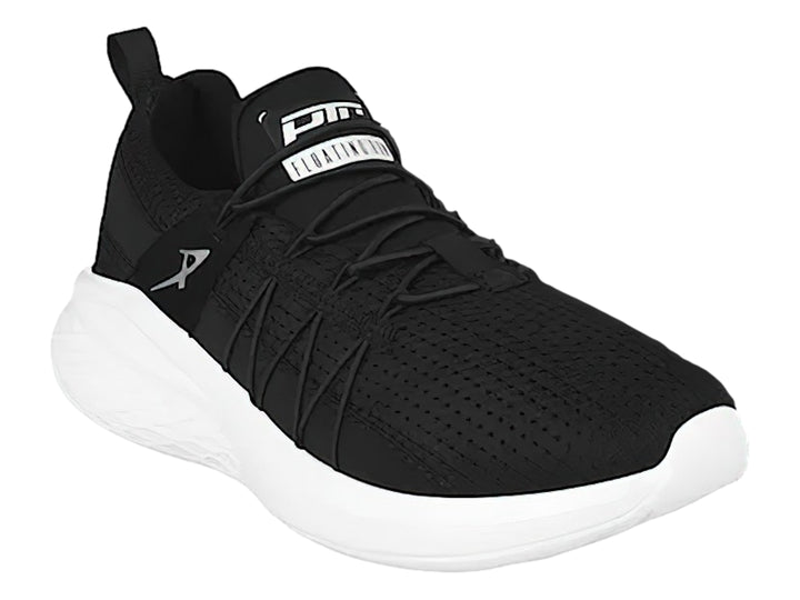 Tenis deportivos PONTIAC AXL color negro con suela blanca y tejido transpirable.
