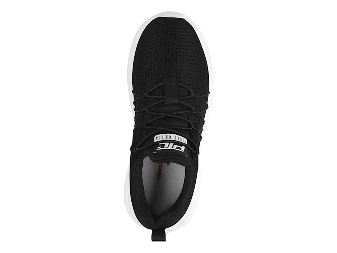 Tenis deportivos PONTIAC AXL color negro con suela blanca y tejido transpirable.