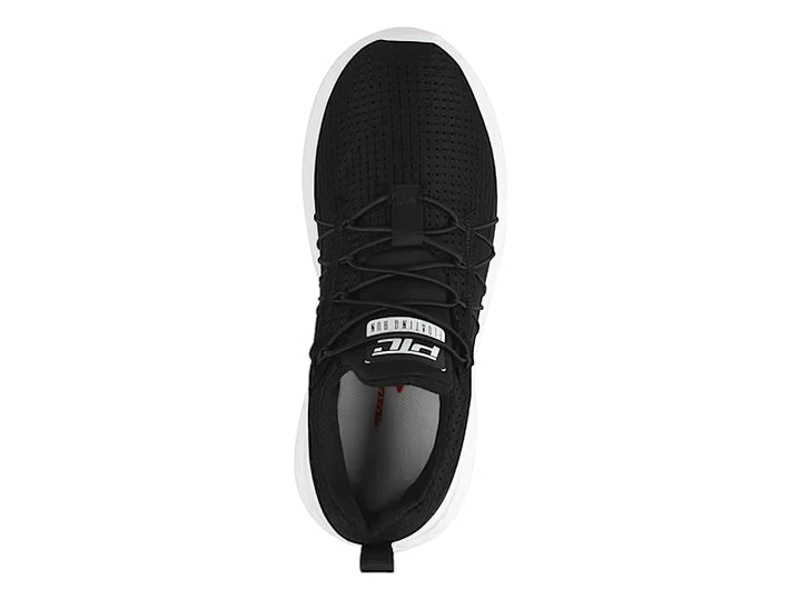 Tenis deportivos PONTIAC AXL color negro con suela blanca y tejido transpirable.