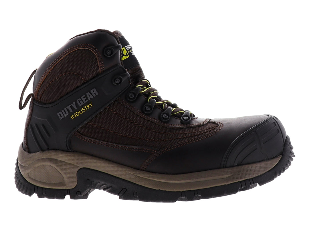 Botas de seguridad industriales color café con punta reforzada y suela robusta de la marca Duty Gear.