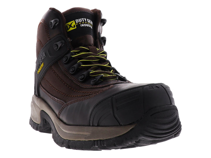 Botas de seguridad industriales color café con punta reforzada y suela robusta de la marca Duty Gear.