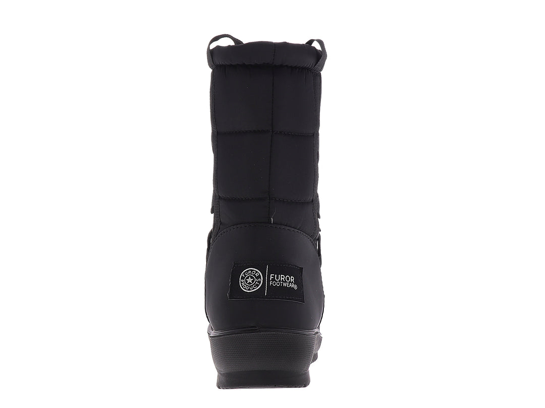 Botas para nieve color negro para mujer con cordones y suela gruesa.
