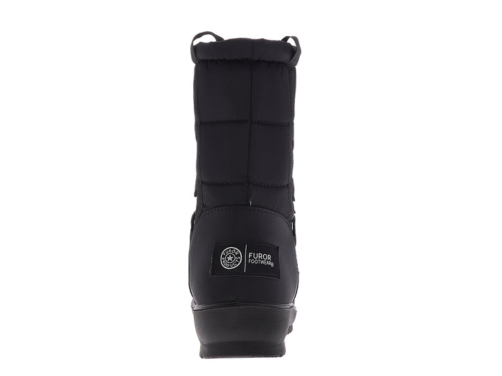 Botas para nieve color negro para mujer con cordones y suela gruesa.