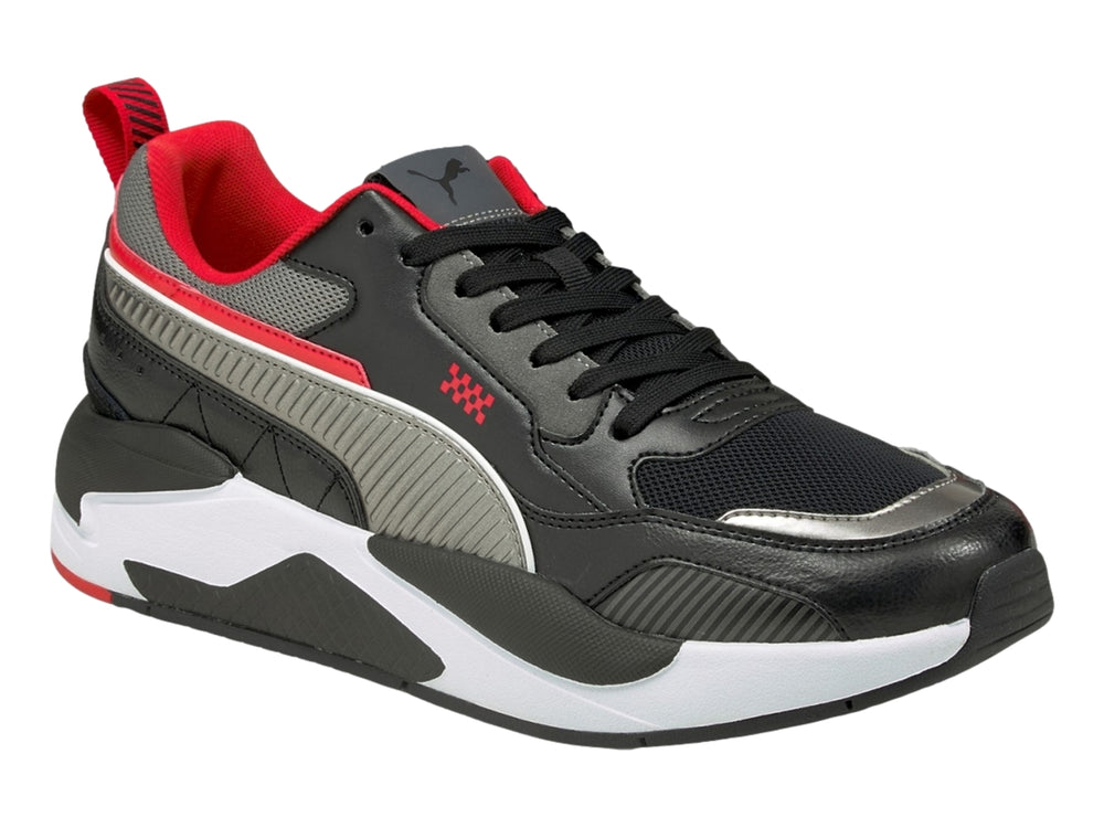 Tenis PUMA Ferrari Race X-Ray 2 en color negro con detalles en gris, blanco y rojo.