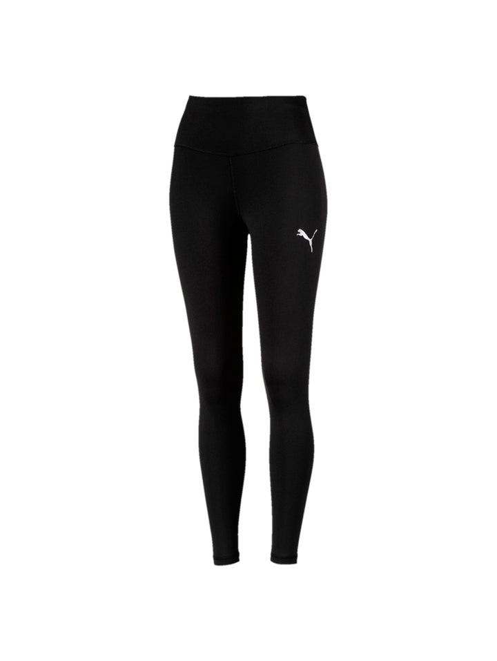 Leggings deportivos PUMA de color negro con logotipo blanco en la pierna.