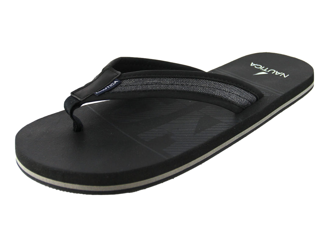 Sandalias Nautica Tropic color negro con suela blanca y correa textil.
