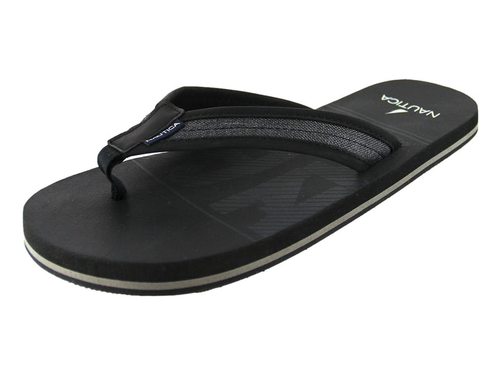 Sandalias Nautica Tropic color negro con suela blanca y correa textil.