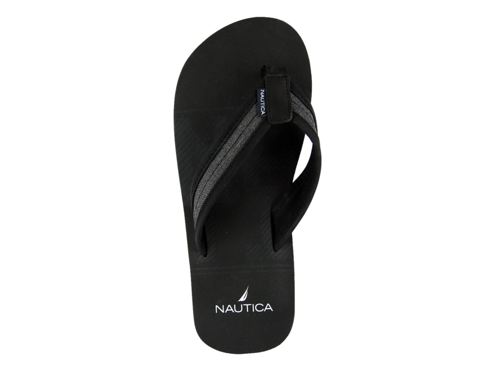 Sandalias Nautica Tropic color negro con suela blanca y correa textil.