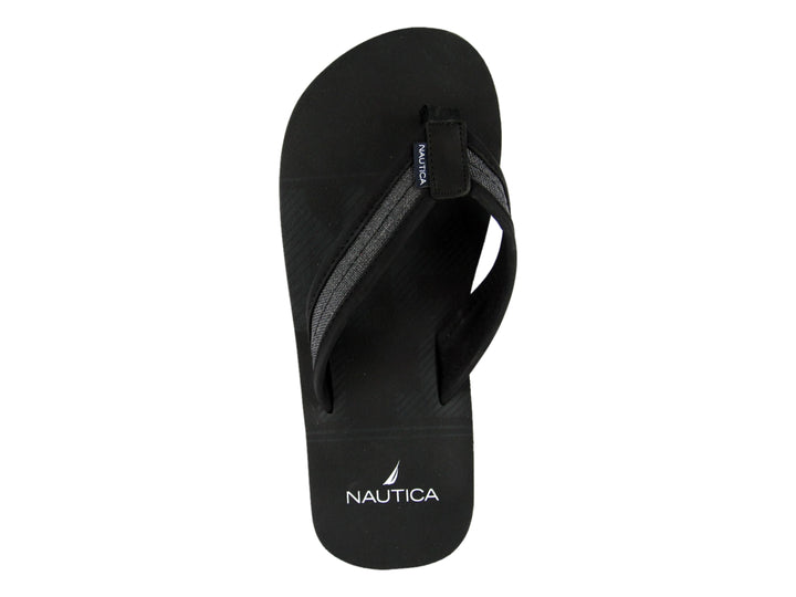 Sandalias Nautica Tropic color negro con suela blanca y correa textil.