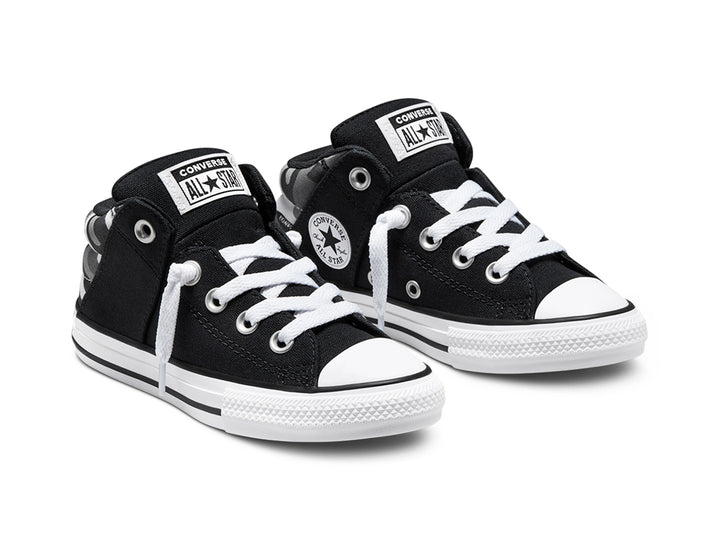 Tenis Converse Chuck Taylor All Star Axel Mid color negro con suela y agujetas blancas.