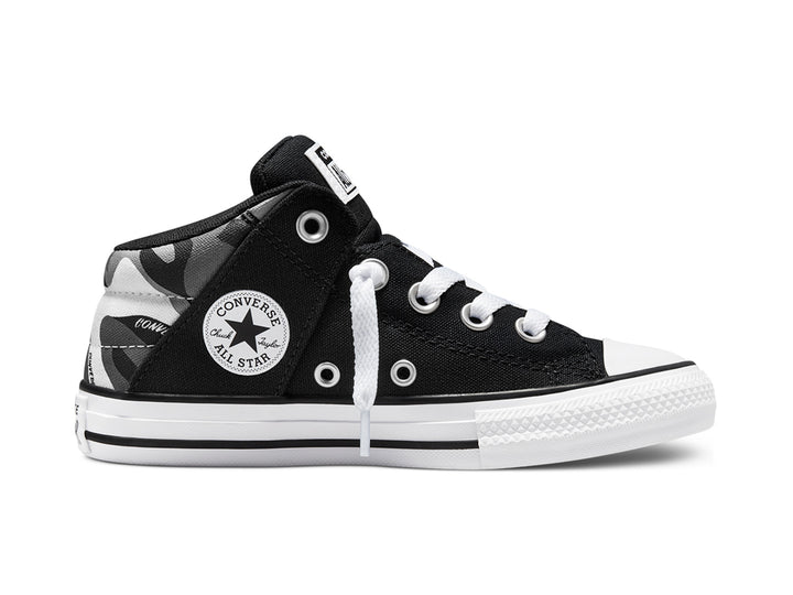 Tenis Converse Chuck Taylor All Star Axel Mid color negro con suela y agujetas blancas.