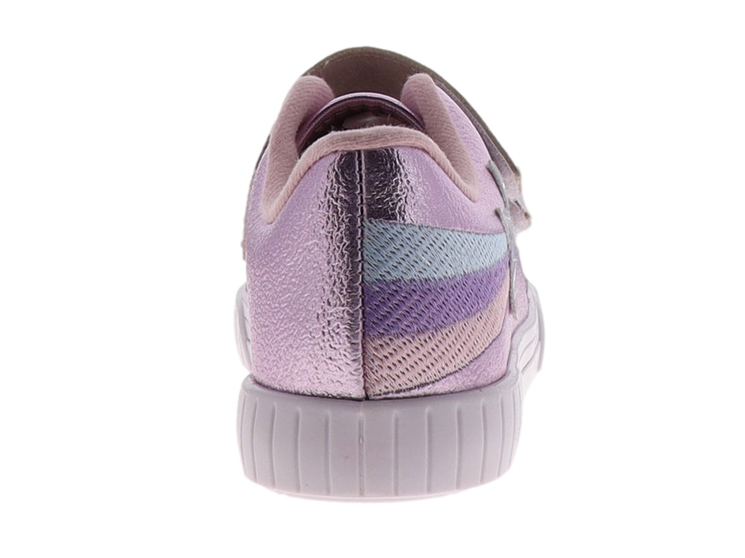 Tenis para Niña marca Molekinha en color rosa metalizado con detalles de glitter y una estrella plateada lateral.