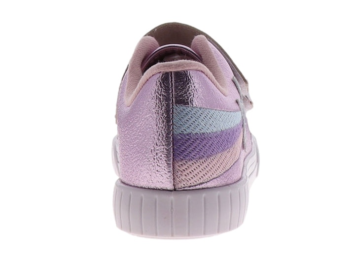 Tenis para Niña marca Molekinha en color rosa metalizado con detalles de glitter y una estrella plateada lateral.