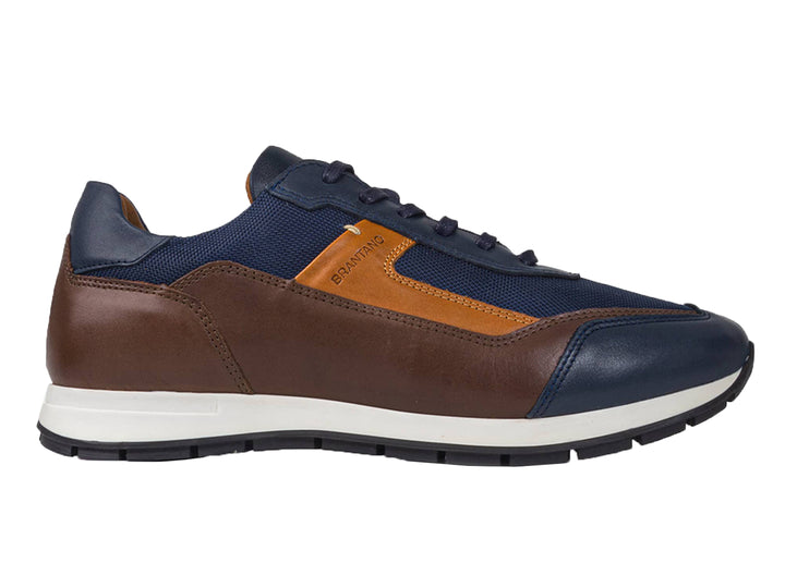 Tenis Brantano Vector para hombre en colores azul y café con suela blanca.
