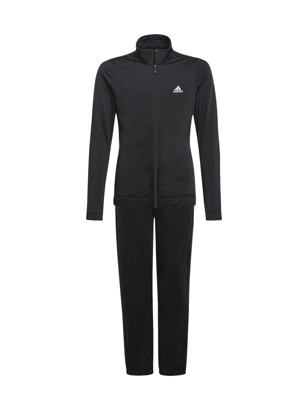 Conjunto deportivo Adidas para niña en color negro, compuesto por chaqueta con cierre y pantalón