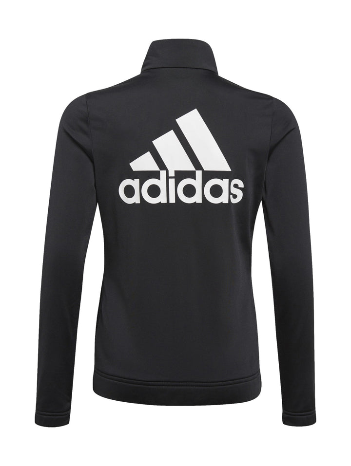 Conjunto deportivo Adidas para niña en color negro, compuesto por chaqueta con cierre y pantalón