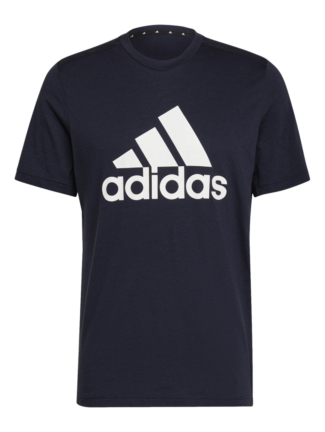 Playera deportiva Adidas color azul marino con logotipo blanco frontal.