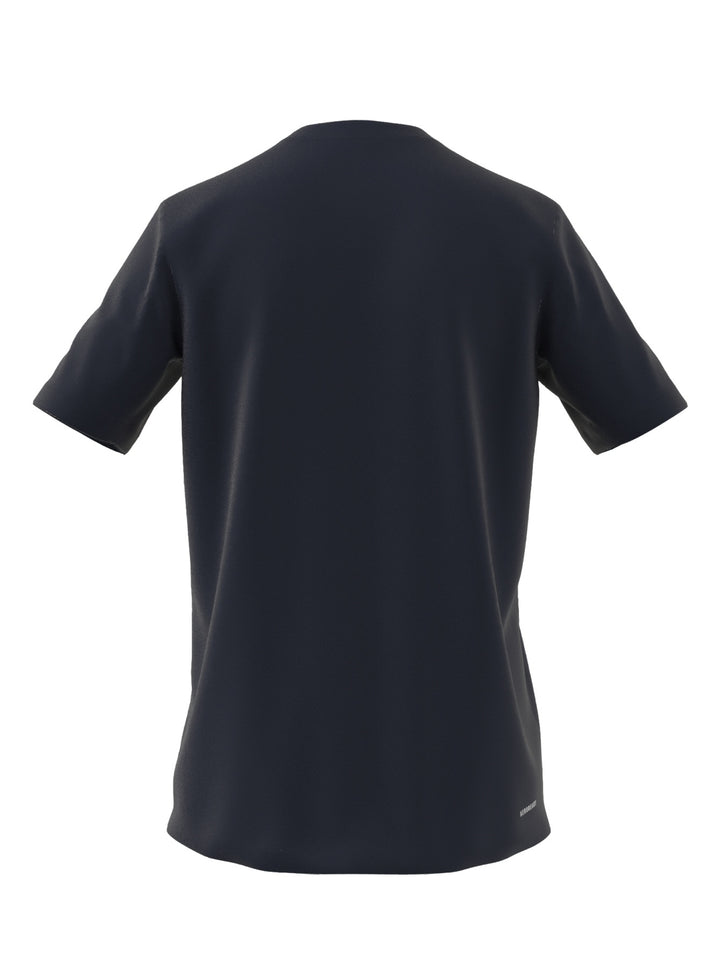 Playera deportiva Adidas color azul marino con logotipo blanco frontal.