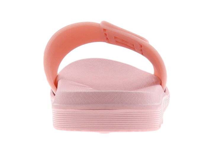 Sandalias ELEGA color palo de rosa con plataforma y detalle de hebilla ancha en la parte superior.