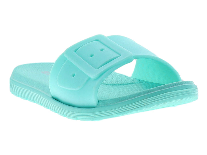 Sandalia tipo slide de color verde menta.