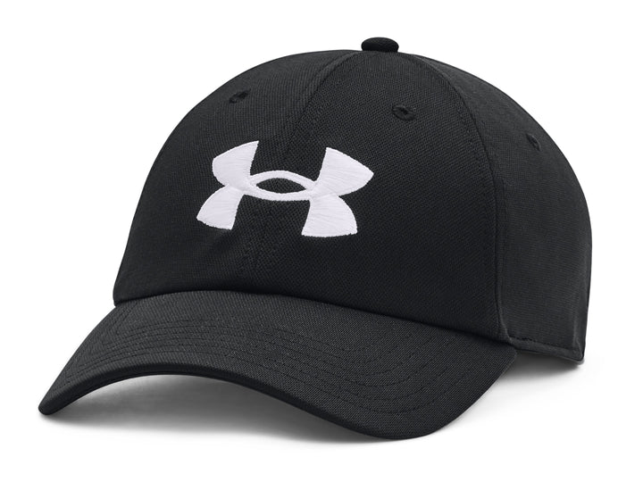 Gorra deportiva Under Armour de color negro con logotipo frontal bordado en color blanco y visera curva.