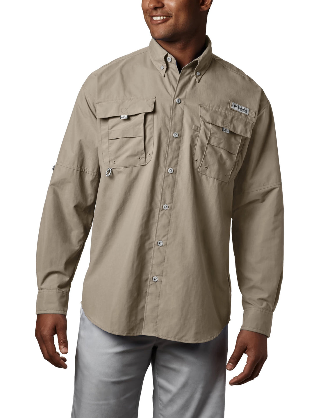 Camisa Columbia Bahama II Manga Larga Color Fossil para Hombre