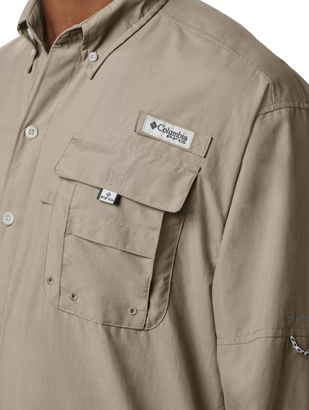 Camisa Columbia Bahama II Manga Larga Color Fossil para Hombre
