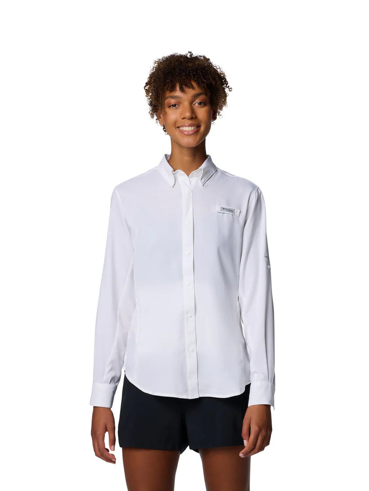 Camisa Columbia Tamiami II Manga Larga Blanca para Mujer