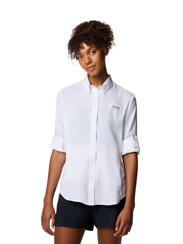 Camisa Columbia Tamiami II Manga Larga Blanca para Mujer