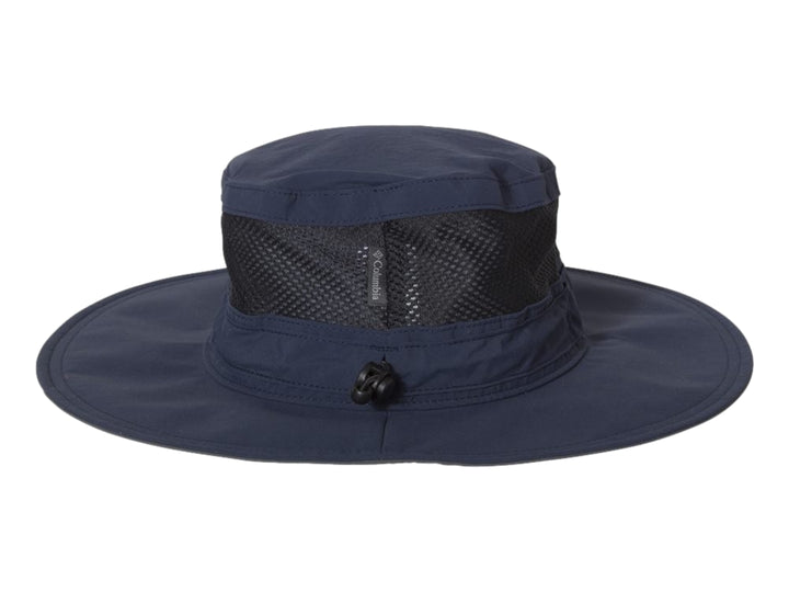 Sombrero Columbia Bora Bora Booney en color azul marino con panel de malla lateral y cordón ajustable.