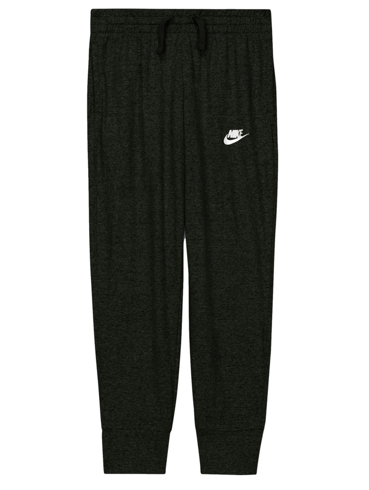 Pantalones deportivos Nike para niña en color negro jaspeado con logotipo blanco.